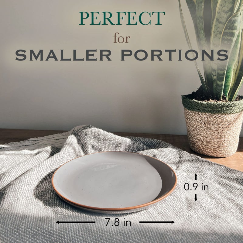 MORA Ceramic Plates Set, 7.8 in - Set of 6 - The Dessert, Salad, Appetizer, Small Dinner etc Plate. Microwave, Oven, and Dishwasher Safe, Scratch Resistant. Kitchen Porcelain Dish - Earl Grey - Image 2